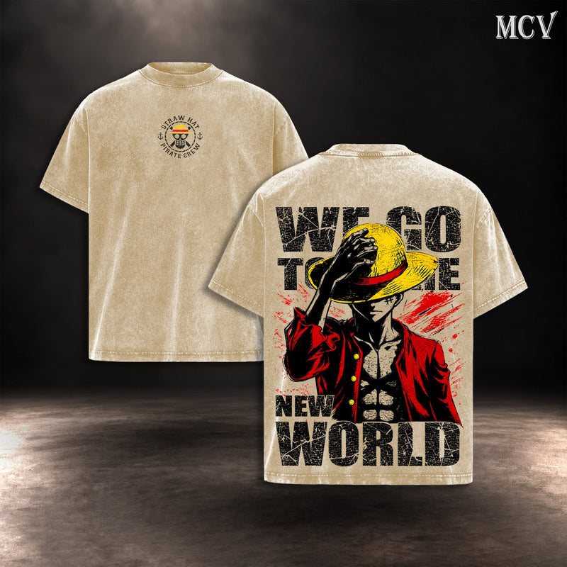 Luffy We Go To The New World T-shirt - Apricot
