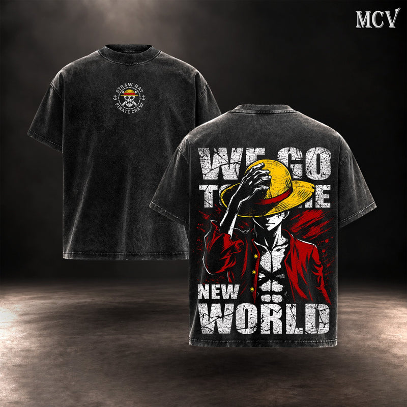 Luffy We Go To The New World T-shirt - Black