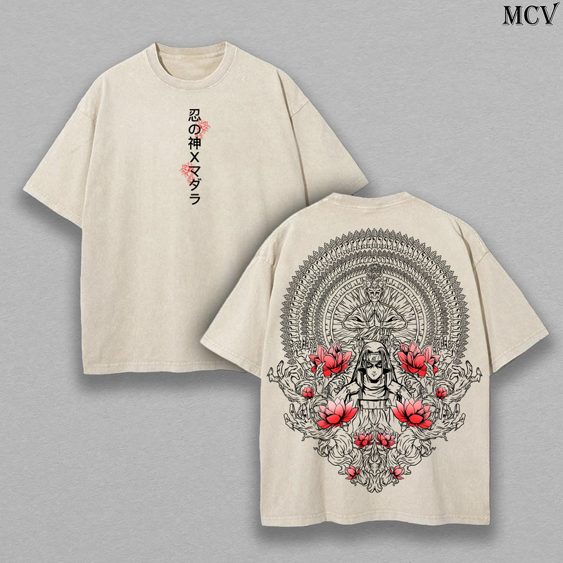 Legendary Uchiha Madara – Naruto Shippuden – Vintage Washed Heavyweight Cotton Anime Graphic T-Shirt