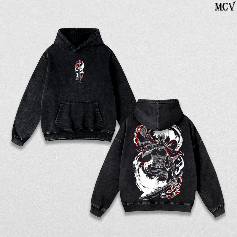 Heavenly Restriction Maki Zenin – Jujutsu Kaisen – Vintage Washed Heavyweight Cotton Anime Graphic Hoodie Japanese Manga Streetwear Sweatshirt