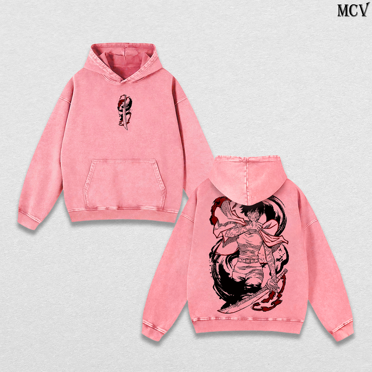 Heavenly Restriction Maki Zenin – Jujutsu Kaisen – Vintage Washed Heavyweight Cotton Anime Graphic Hoodie Japanese Manga Streetwear Sweatshirt