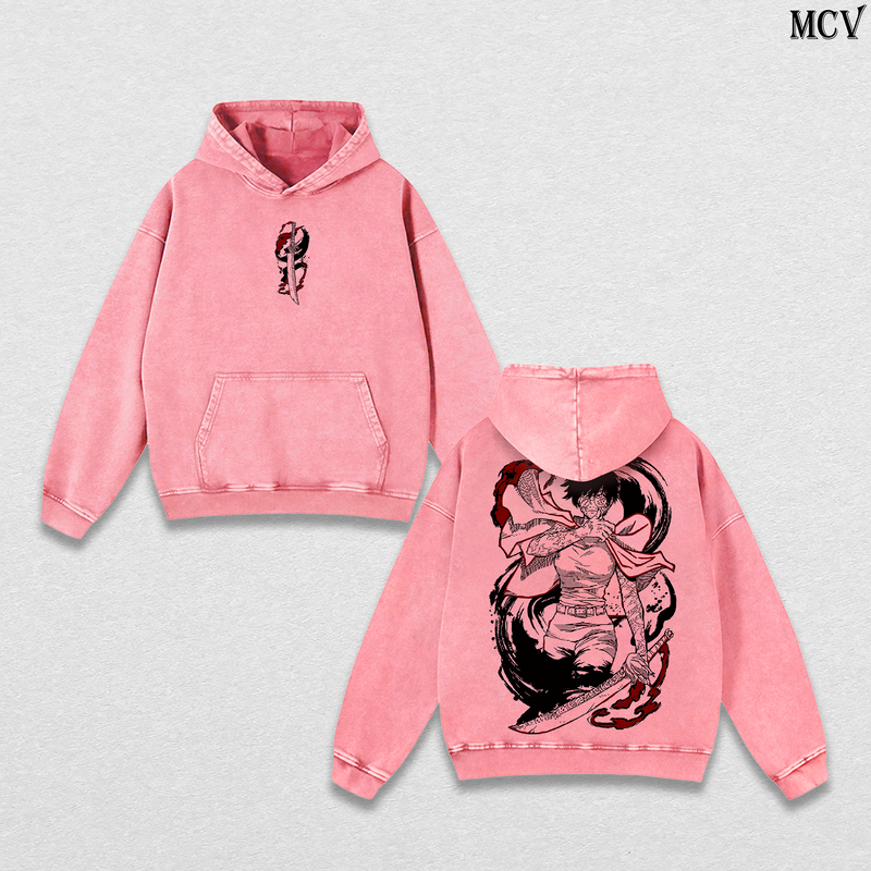 Heavenly Restriction Maki Zenin – Jujutsu Kaisen – Vintage Washed Heavyweight Cotton Anime Graphic Hoodie Japanese Manga Streetwear Sweatshirt