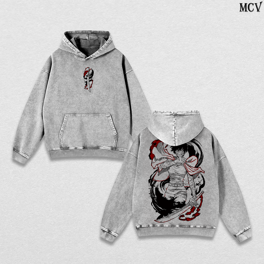 Heavenly Restriction Maki Zenin – Jujutsu Kaisen – Vintage Washed Heavyweight Cotton Anime Graphic Hoodie Japanese Manga Streetwear Sweatshirt