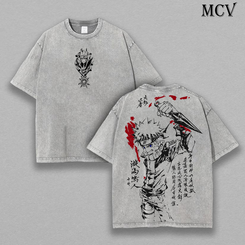 Leaf Ninja Naruto Uzumaki – Naruto Shippuden Vintage Washed Anime Graphic Tee Japanese Manga Streetwear