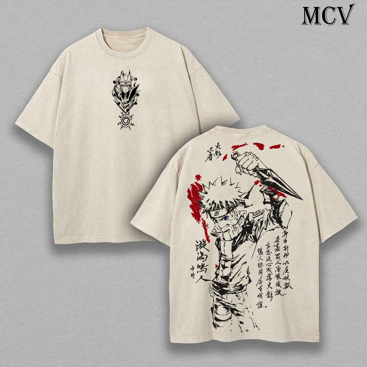 Leaf Ninja Naruto Uzumaki – Naruto Shippuden Vintage Washed Anime Graphic Tee Japanese Manga Streetwear