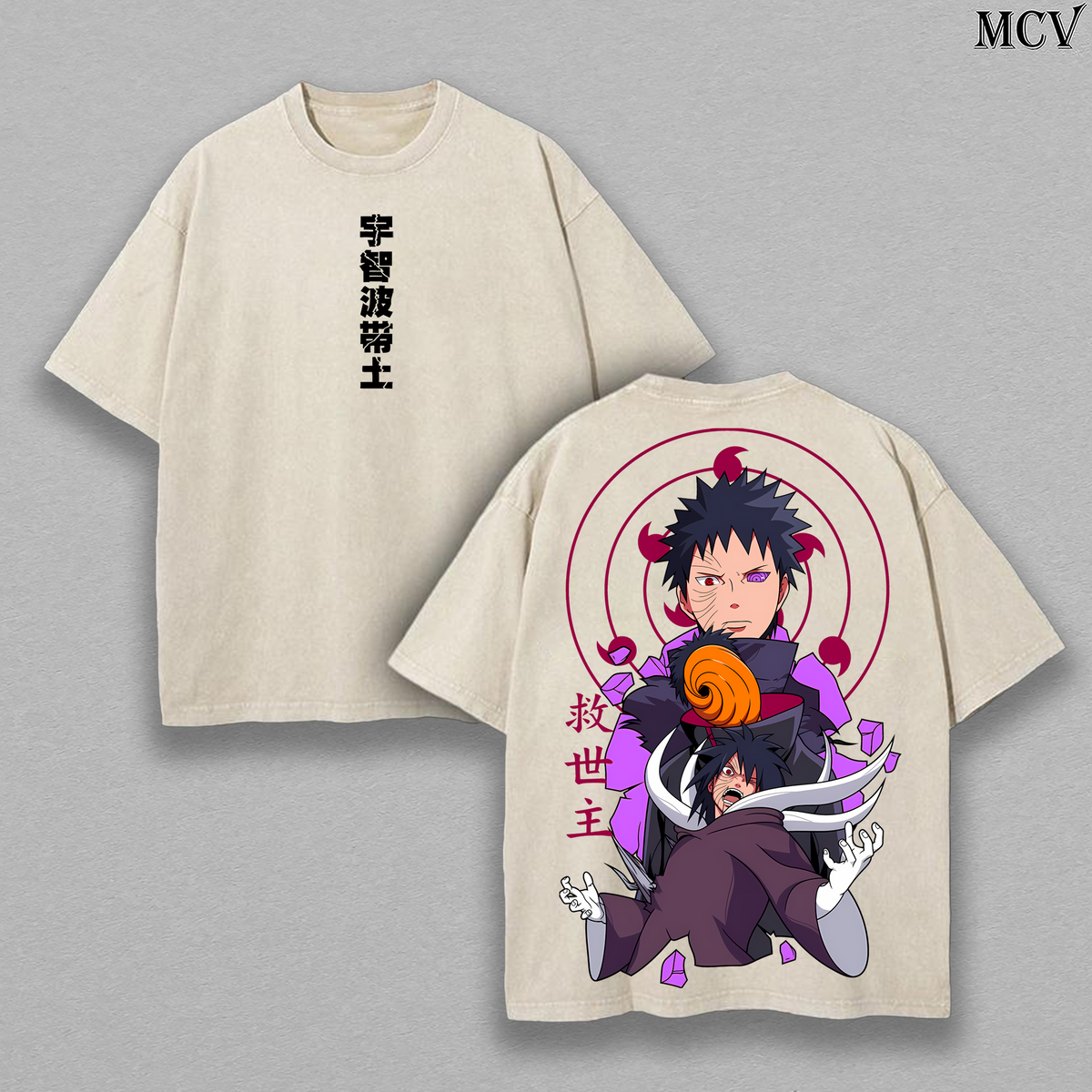 Masked Uchiha Obito – Naruto Shippuden Vintage Washed Anime Graphic T-Shirt Japanese Manga Streetwear