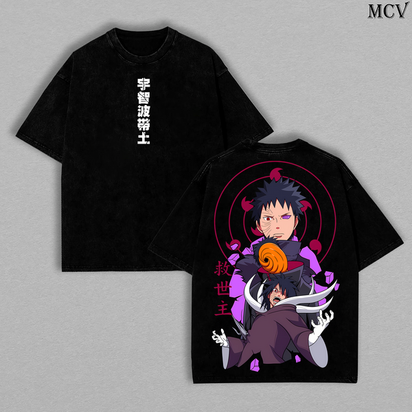 Masked Uchiha Obito – Naruto Shippuden Vintage Washed Anime Graphic T-Shirt Japanese Manga Streetwear