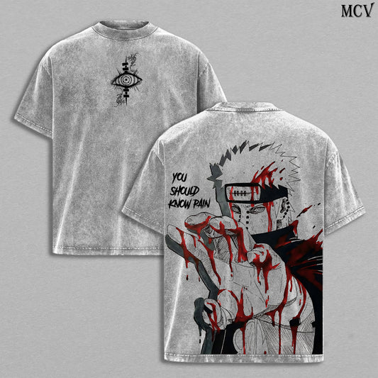Shinra Tensei Pain – Naruto Shippuden Vintage Washed Anime Streetwear T-Shirt