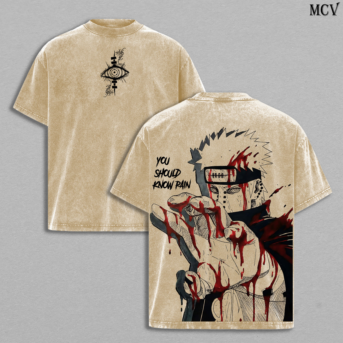 Shinra Tensei Pain – Naruto Shippuden Vintage Washed Anime Streetwear T-Shirt
