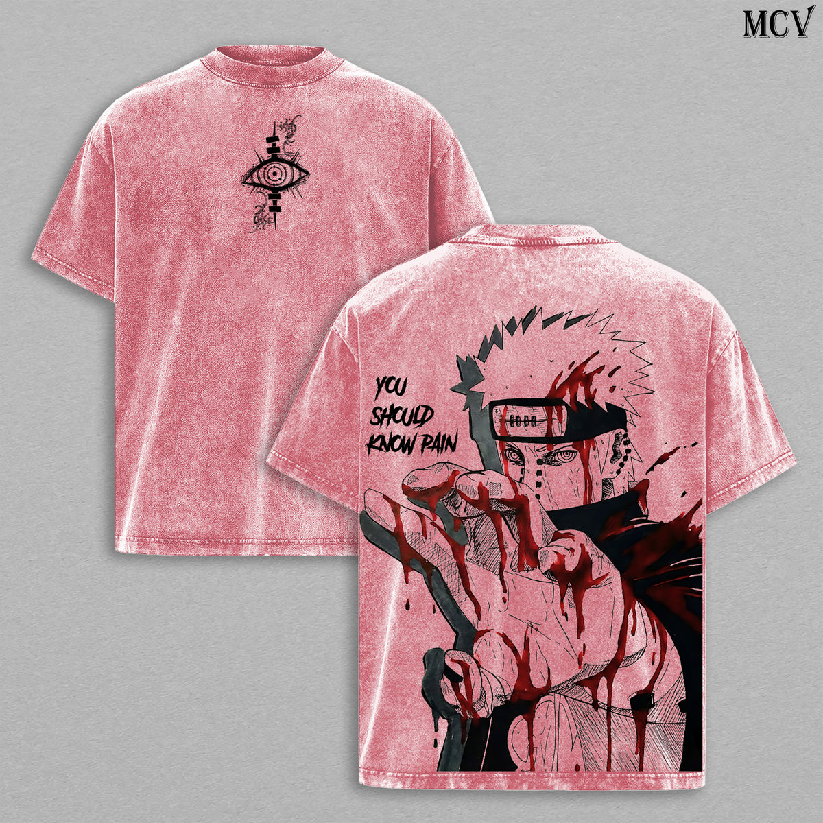 Shinra Tensei Pain – Naruto Shippuden Vintage Washed Anime Streetwear T-Shirt