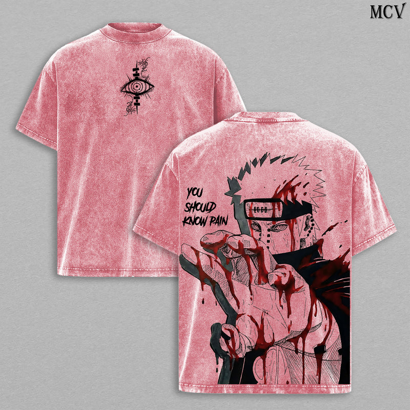 Shinra Tensei Pain – Naruto Shippuden Vintage Washed Anime Streetwear T-Shirt