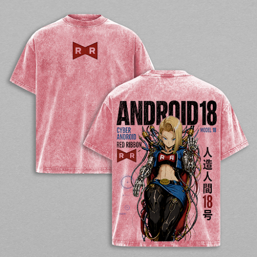 Future Android 18 DBZ T-Shirt, Capsule Corp Red Ribbon Graphic Tee, Back Print Vintage 90s Anime Shirt, Graphic Tees Men, Trendy Tshirts, Men's T Shirts, DBZ Streetwear, Unisex Cotton Distressed Tee, Merch For Men, Men Fashion Graphic Tee