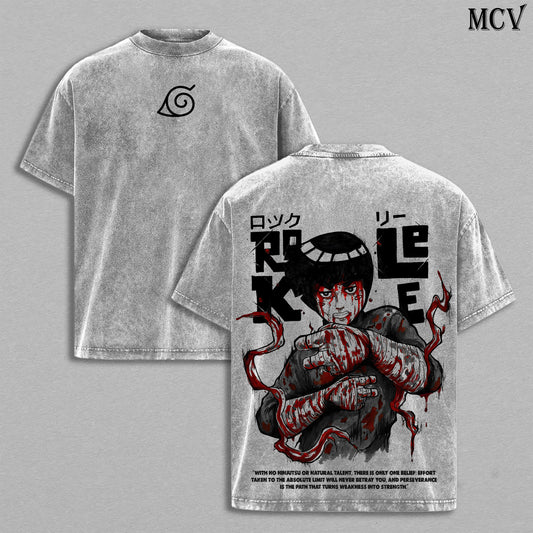 Rock Lee - Naruto Anime Double Printed Vintage Washed Tee