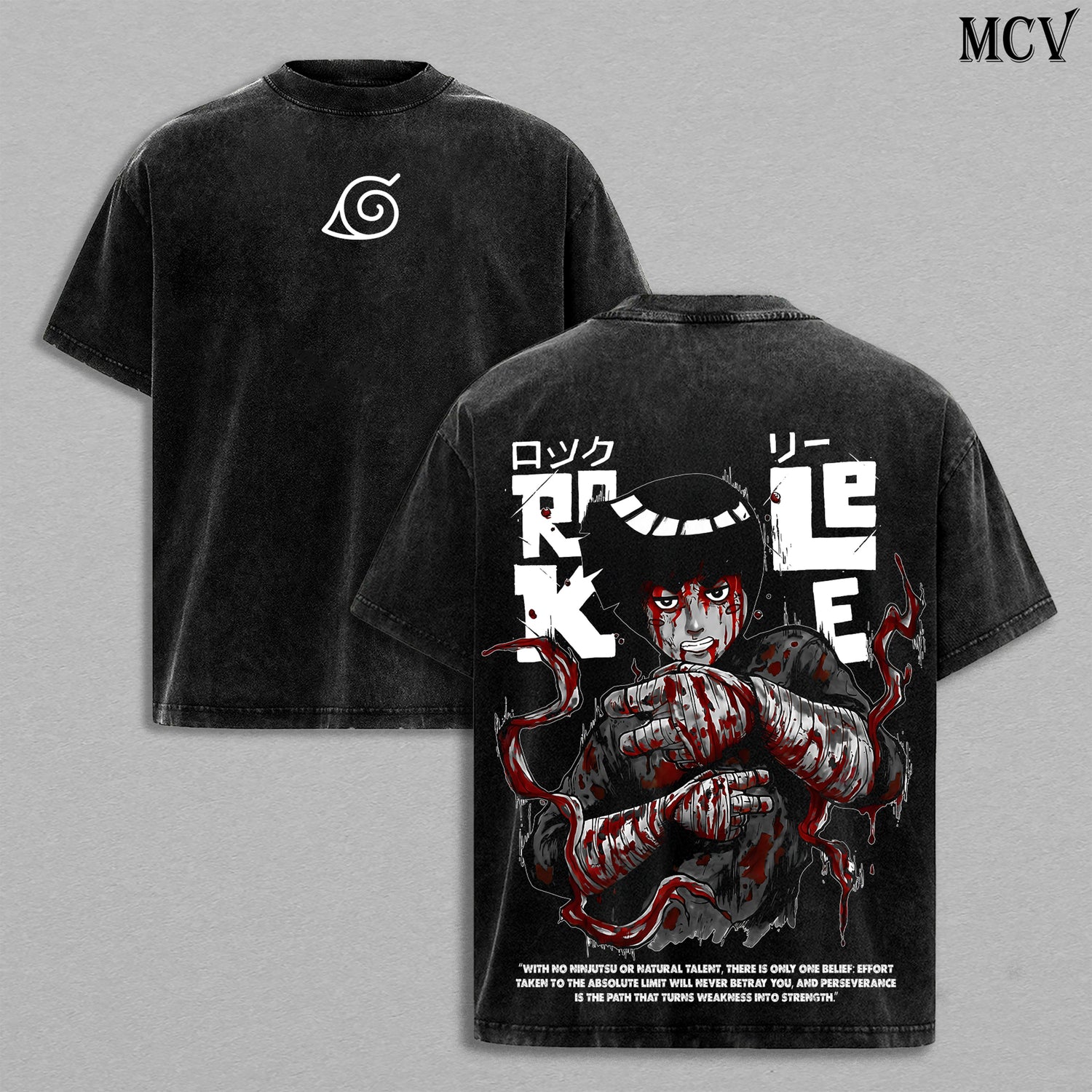 Rock Lee - Naruto Anime Double Printed Vintage Washed Tee