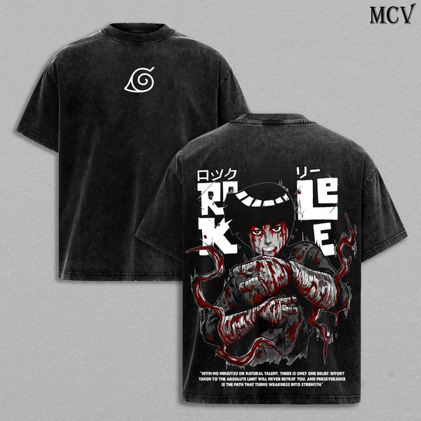 Rock Lee - Naruto Anime Double Printed Vintage Washed Tee