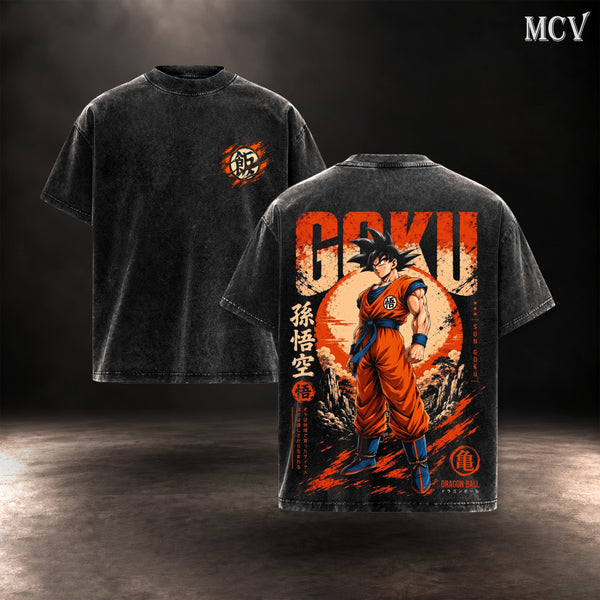 Son Goku Classic Orange Gi Dragon Ball | Vintage Washed Tank Top, T-Shirt, Hoodie & Sweatshirt | Heavyweight Cotton Acid Wash Oversized Fit | Unisex Oversized