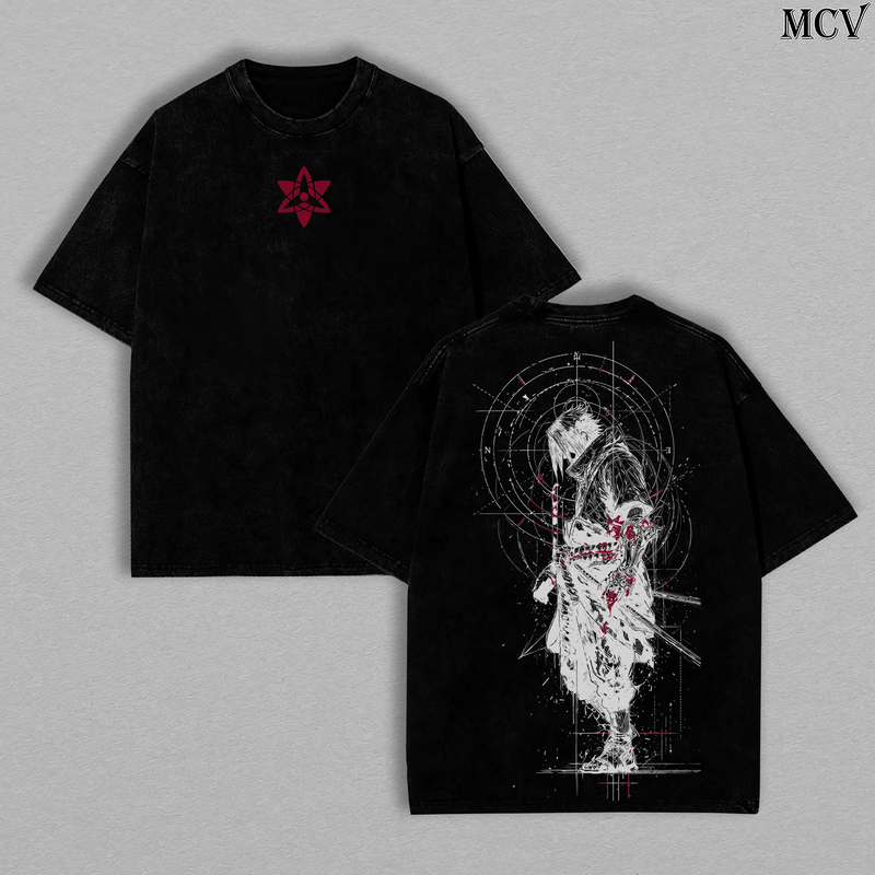 Rogue Uchiha Sasuke – Naruto Shippuden – Vintage Washed Heavyweight Cotton Anime Graphic T-Shirt Japanese Manga Streetwear