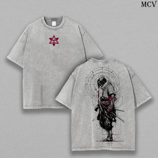 Rogue Uchiha Sasuke – Naruto Shippuden – Vintage Washed Heavyweight Cotton Anime Graphic T-Shirt Japanese Manga Streetwear