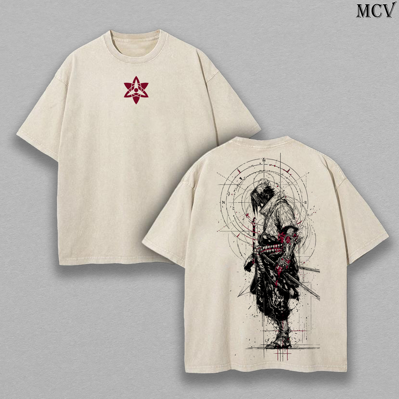 Rogue Uchiha Sasuke – Naruto Shippuden – Vintage Washed Heavyweight Cotton Anime Graphic T-Shirt Japanese Manga Streetwear