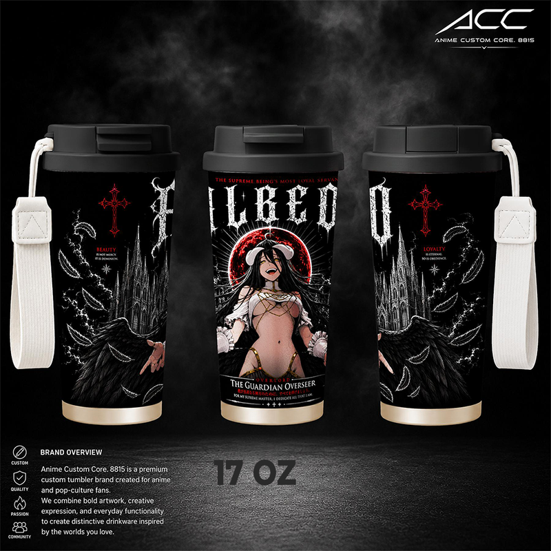 Albedo Overlord Tumbler 17oz 24oz 30oz, Overlord Anime Stainless Steel Insulated Tumbler, Albedo Anime Cup with Straw, Anime Travel Mug