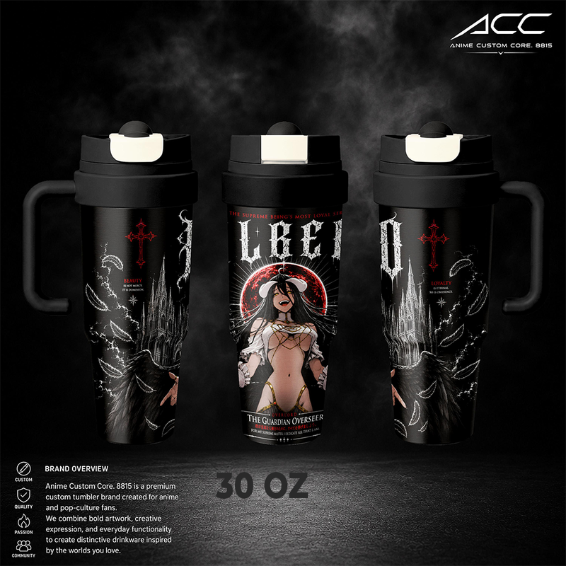 Albedo Overlord Tumbler 17oz 24oz 30oz, Overlord Anime Stainless Steel Insulated Tumbler, Albedo Anime Cup with Straw, Anime Travel Mug