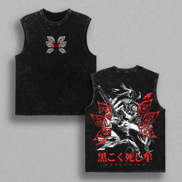 Kokushibo Demon Slayer T-Shirt – Upper Moon One Graphic Tee, Vintage Washed Oversized Anime Shirt, Heavy Cotton Streetwear Top, Unisex Casual Outfit, Gift for Demon Slayer Infinity Castle Fans