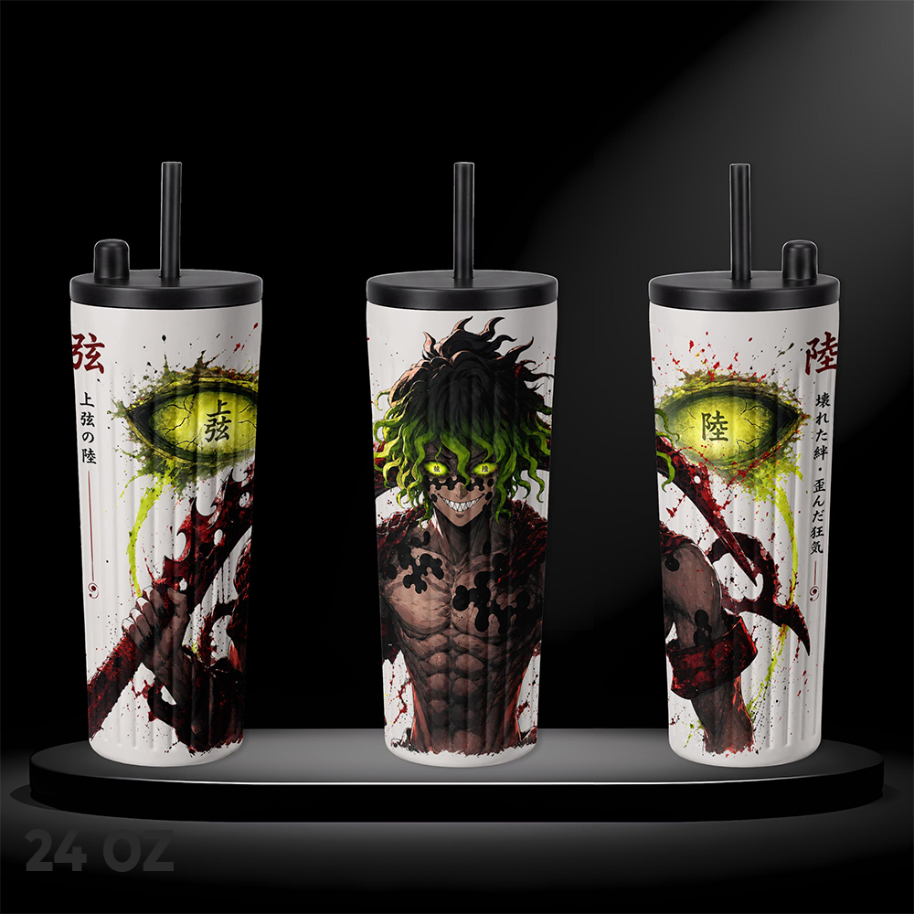 Gyutaro Demon Slayer Insulated Tumbler Upper Moon Six Demon Anime Stainless Steel 17oz 24oz 30oz Travel Mug Double Wall Vacuum Hot Cold Coffee Cup Reusable Drinkware Gift for Anime Fans
