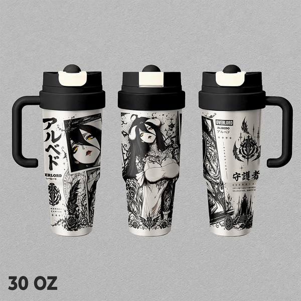 Albedo Insulated Tumbler, Overlord Anime Manga Travel Mug, Gothic Nazarick Guardian Graphic Thermal Cup, Dark Fantasy Reusable Drinkware, Gift for Overlord Fans