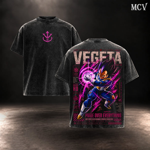 Vegeta Dragon Ball Z | Vintage Washed Tank Top, T-Shirt, Hoodie & Sweatshirt | Heavyweight Cotton Acid Wash Oversized Fit | Unisex Oversized