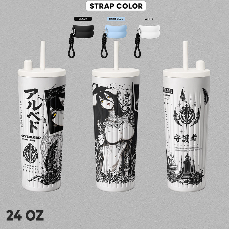 Albedo Insulated Tumbler, Overlord Anime Manga Travel Mug, Gothic Nazarick Guardian Graphic Thermal Cup, Dark Fantasy Reusable Drinkware, Gift for Overlord Fans