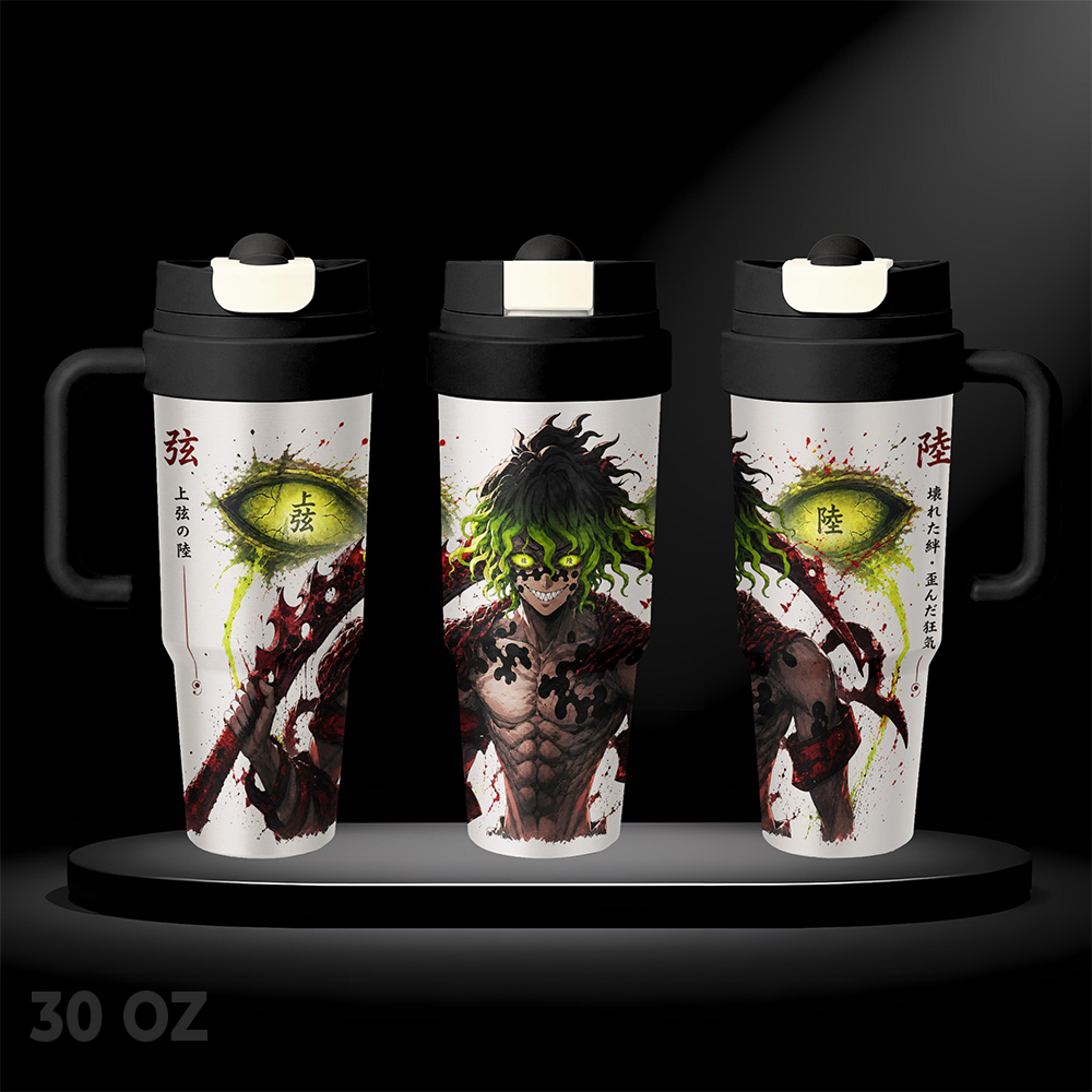 Gyutaro Demon Slayer Insulated Tumbler Upper Moon Six Demon Anime Stainless Steel 17oz 24oz 30oz Travel Mug Double Wall Vacuum Hot Cold Coffee Cup Reusable Drinkware Gift for Anime Fans
