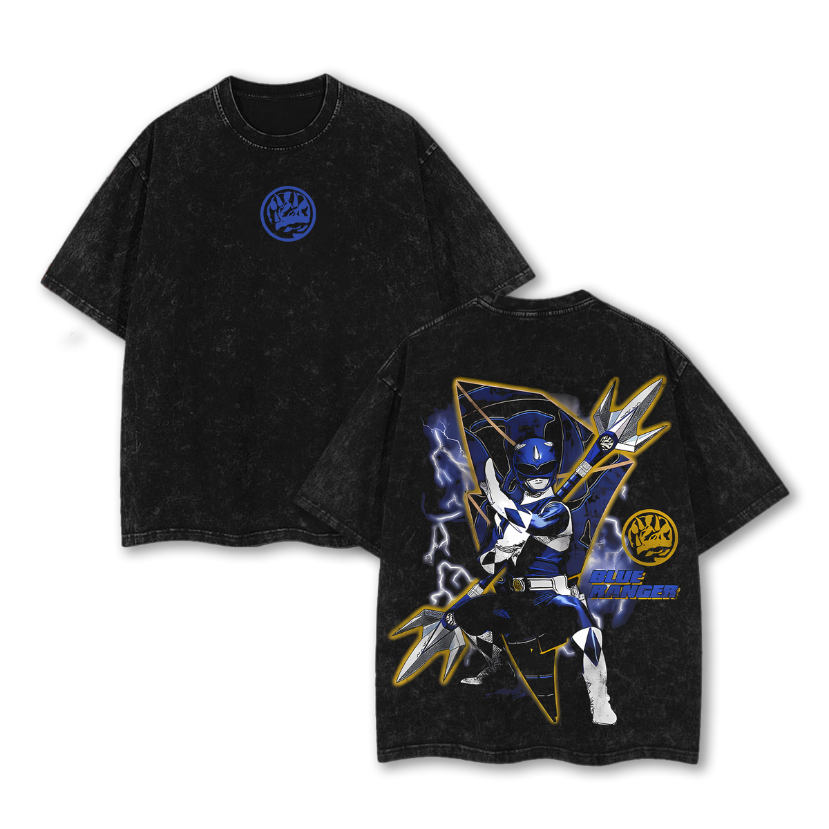 Mighty Morphin Power Rangers V2 Vintage Washed T-Shirt, Retro 90s Ranger Graphic Tee, Oversized Heavyweight Cotton Streetwear