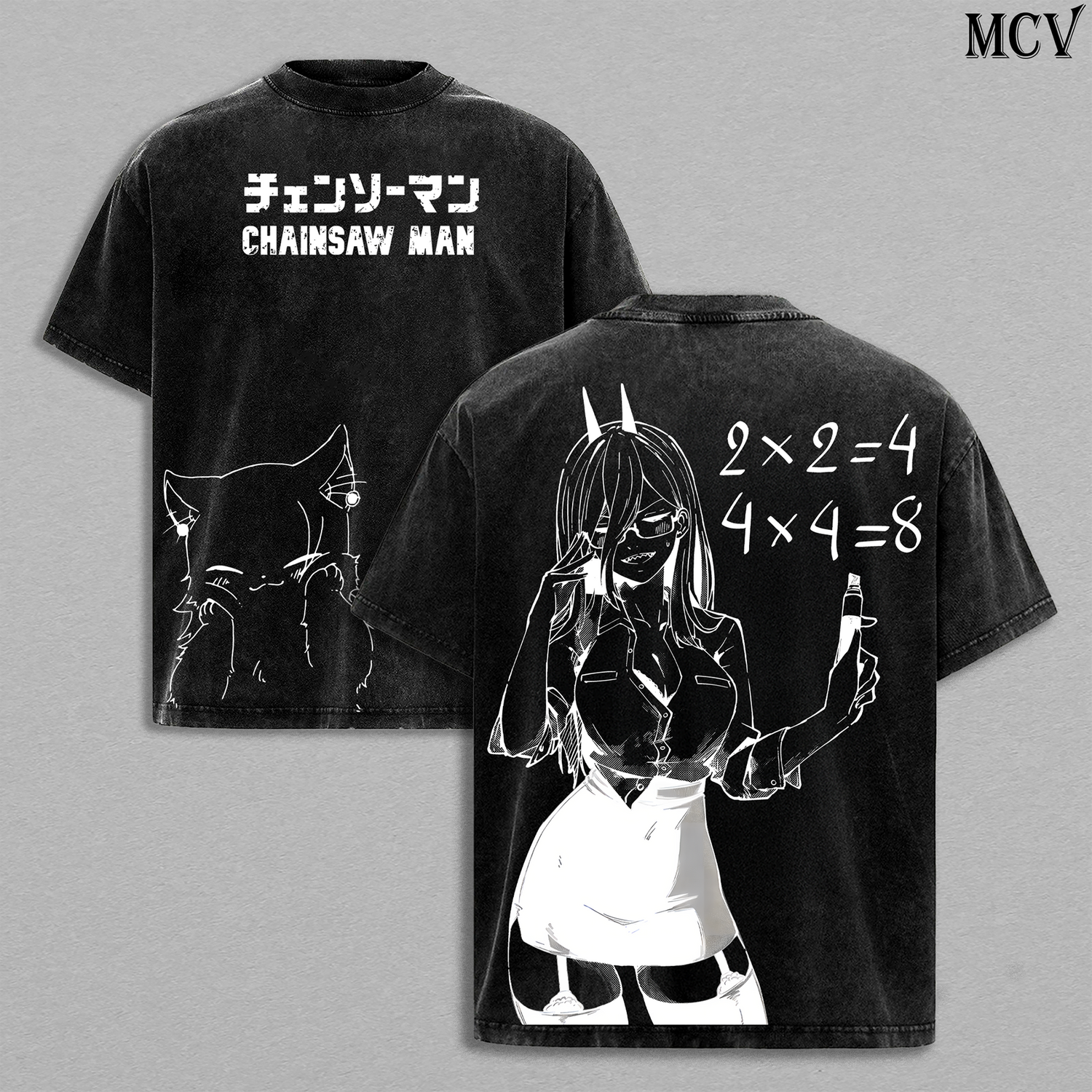 Blood Devil Power – Chainsaw Man Vintage Washed Anime Graphic T-Shirt Japanese Manga Streetwear