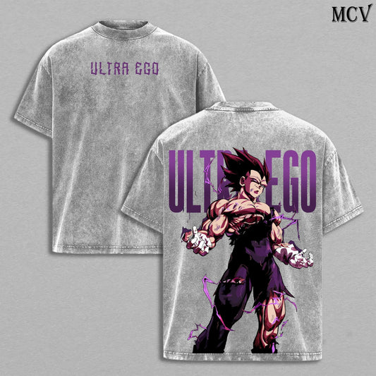 Vegeta Ultra Ego Shirt, Dragon Ball Super Anime Tee, Purple Aura God Power Graphic Vintage Washed T-Shirt