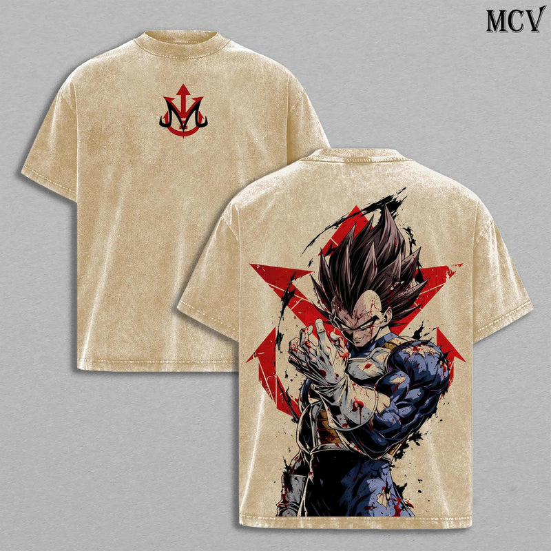 Vegeta Dragon Ball Shirt, Saiyan Prince Anime Tee, Super Saiyan Power Graphic Vintage Washed T-Shirt