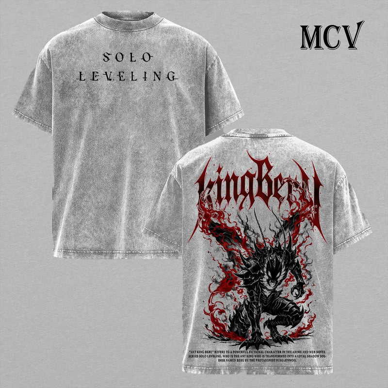 Beru Solo Leveling Shirt, Shadow Army Ant King Tee, Dark Monarch Graphic Vintage Washed T-Shirt