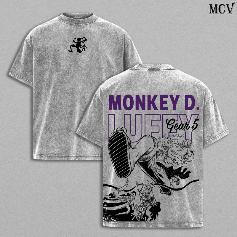 Straw Hat Luffy Gear 5 Shirt, One Piece Anime Tee, Sun God Nika Graphic Vintage Washed T-Shirt