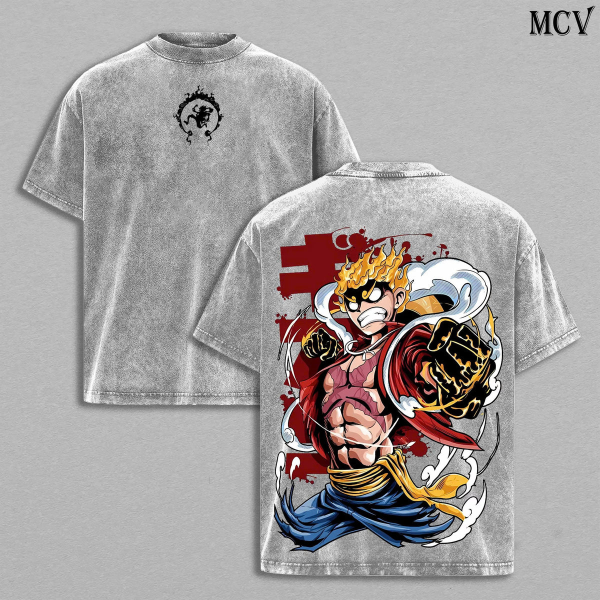 Monkey D Luffy Shirt, One Piece Anime Vintage Washed Pirate King Graphic Tee