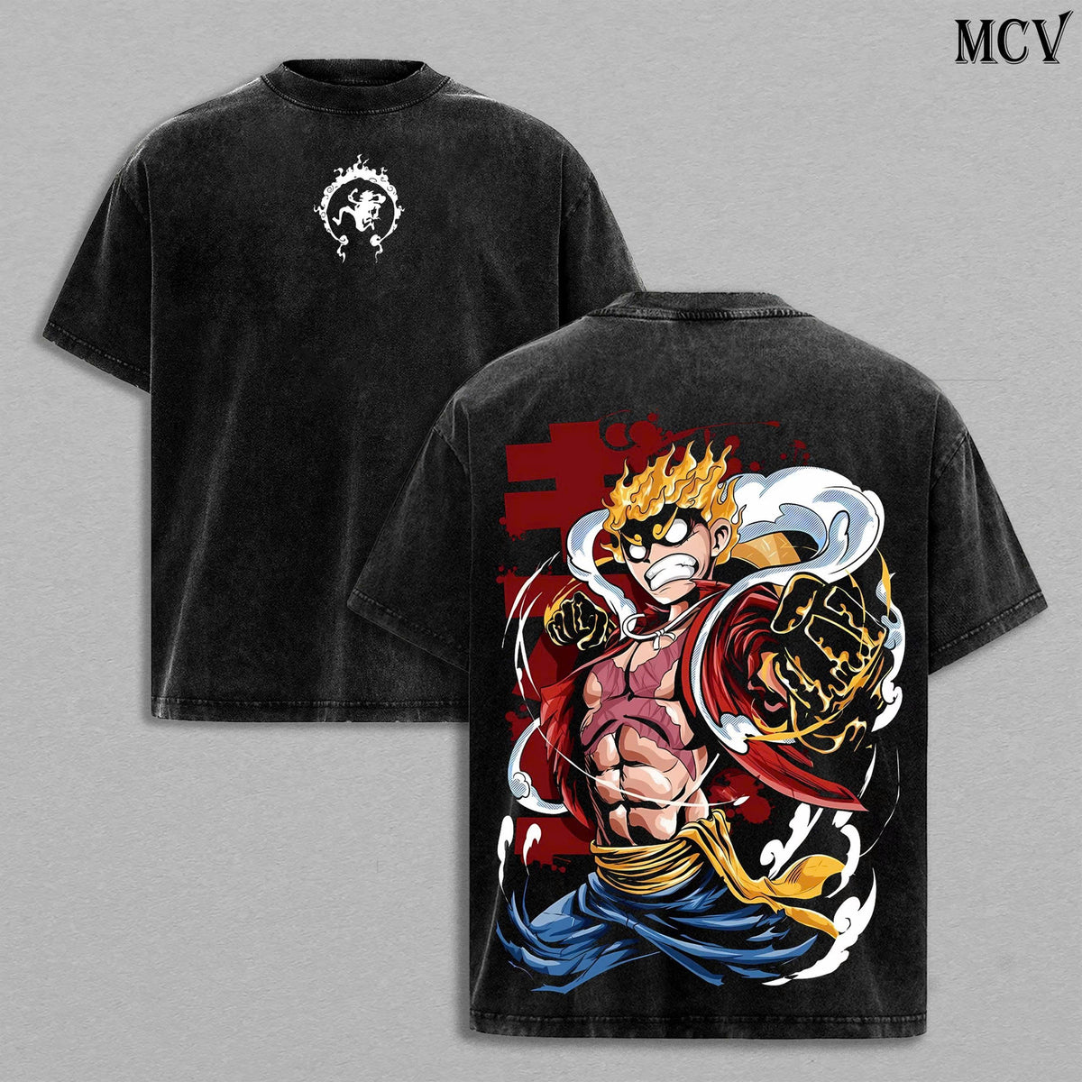 Monkey D Luffy Shirt, One Piece Anime Vintage Washed Pirate King Graphic Tee