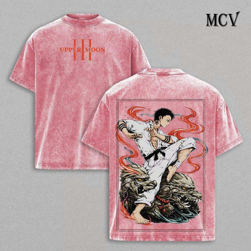 Akaza Demon Slayer Shirt, Upper Moon Three Anime Tee, Destructive Death Martial Art Graphic Vintage Washed T-Shirt