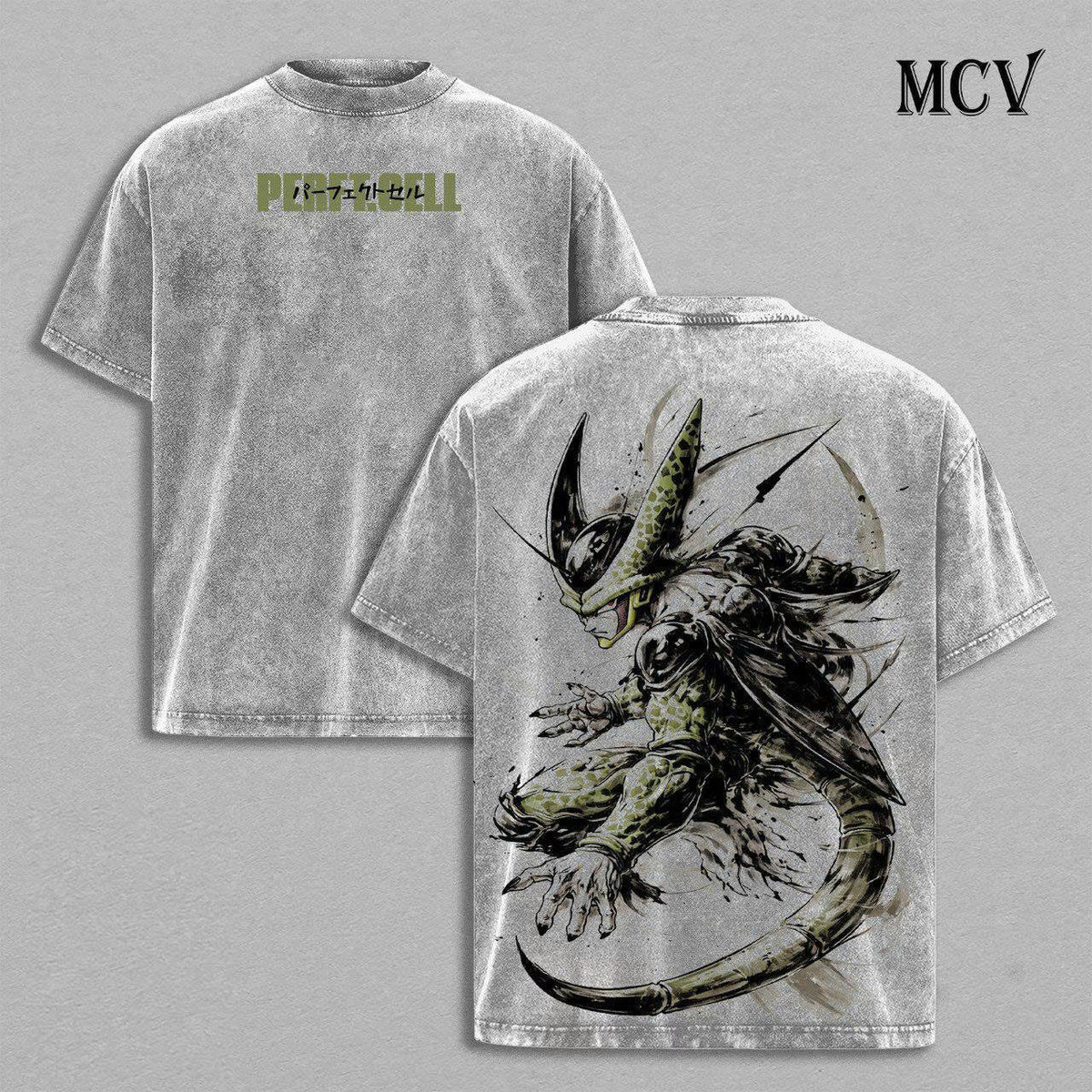 Cell Dragon Ball Z Anime T-Shirt, Bio-Villain Graphic Tee, Washed Streetwear Style