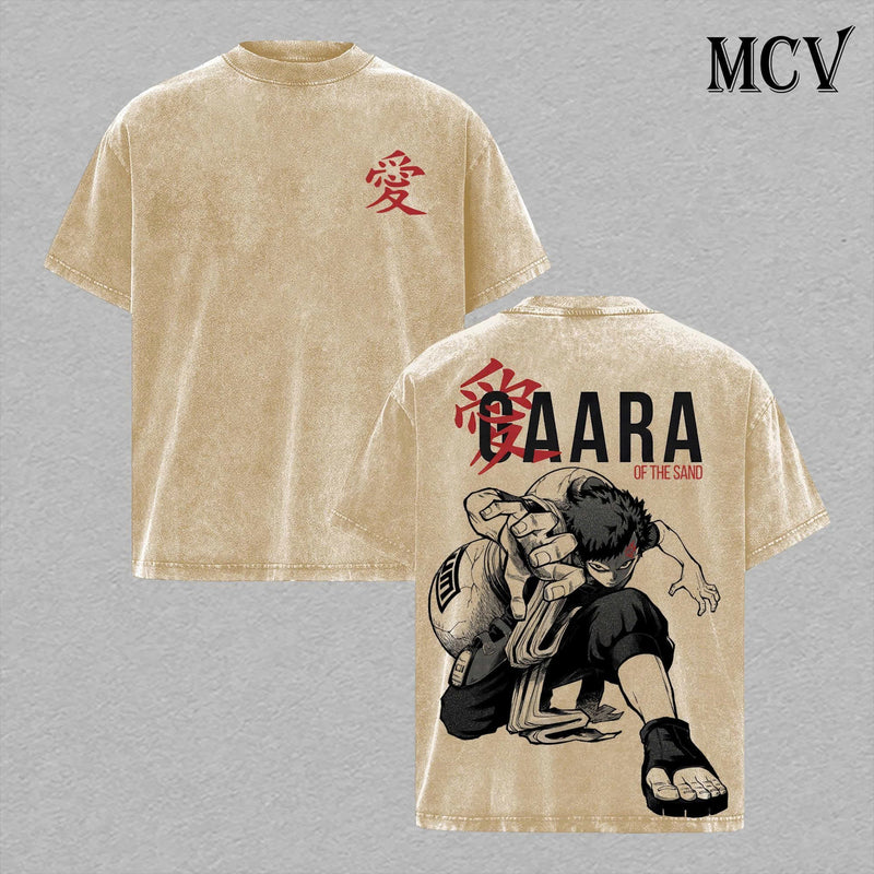 Gaara Kazekage Shirt, Naruto Sand Control Tee, Anime Desert Power Graphic T-Shirt Vintage Washed