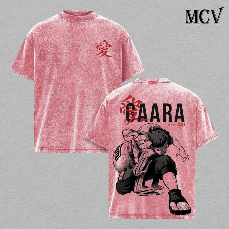 Gaara Kazekage Shirt, Naruto Sand Control Tee, Anime Desert Power Graphic T-Shirt Vintage Washed