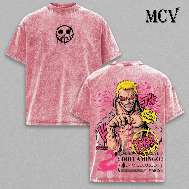 Doflamingo One Piece Shirt, Donquixote Doflamingo Anime Tee, Heavenly Demon Graphic T-Shirt Vintage Washed