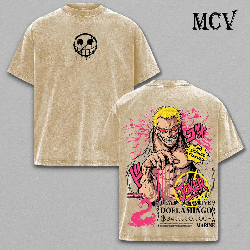 Doflamingo One Piece Shirt, Donquixote Doflamingo Anime Tee, Heavenly Demon Graphic T-Shirt Vintage Washed