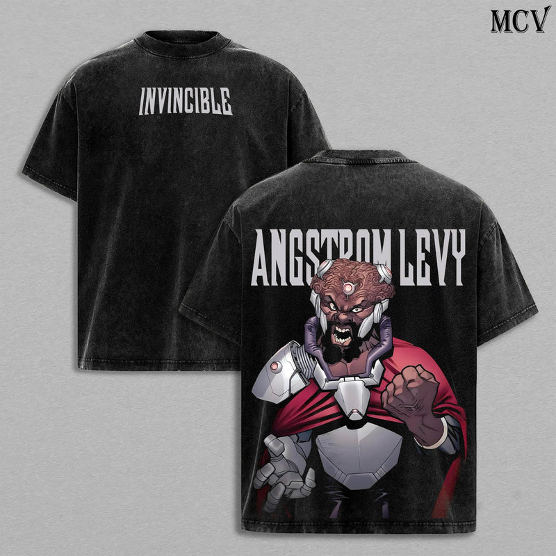 Angstrom Levy Invincible Anime Double Printed Vintage Washed Tee